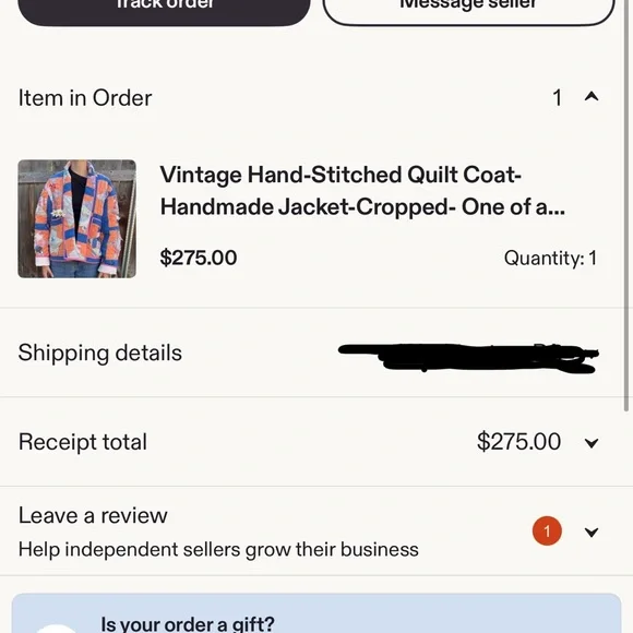 Vintage Hand-Stitched Handmade Quilt Jacket - Picture 5 of 5